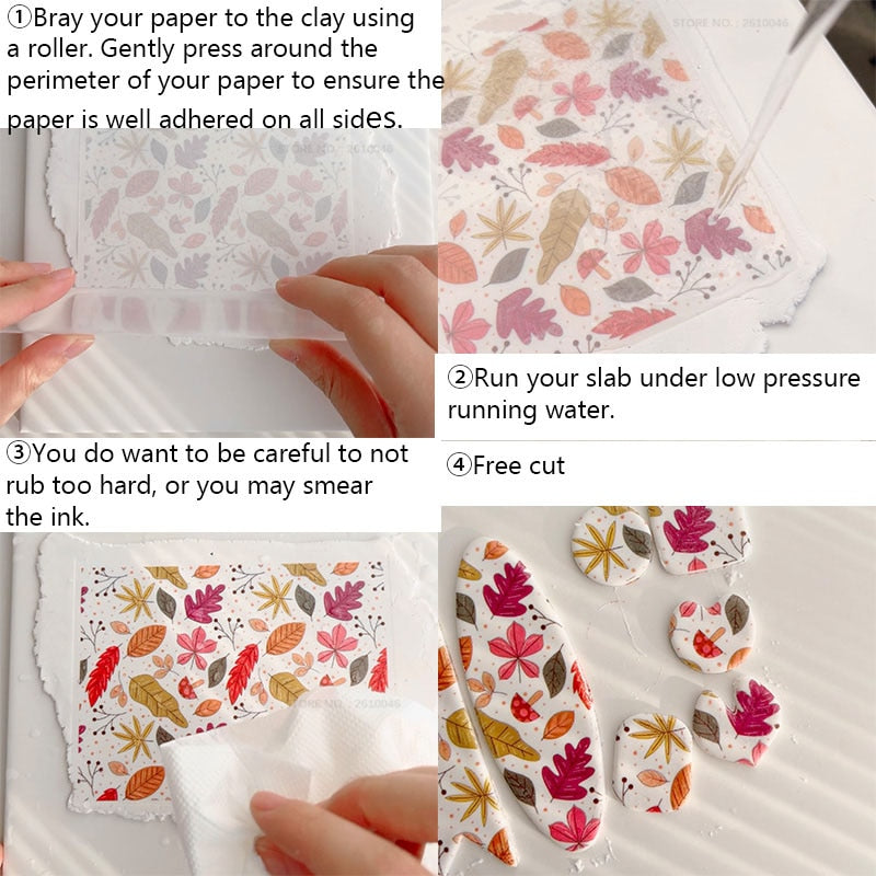 Papel de transferência floral para polymerclay e cortadores